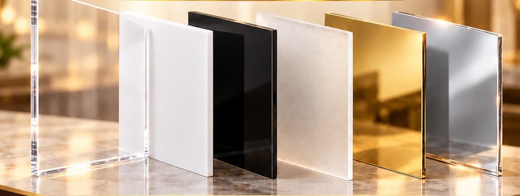 Clear, white, black, frosted, gold and silver acrylic sheets