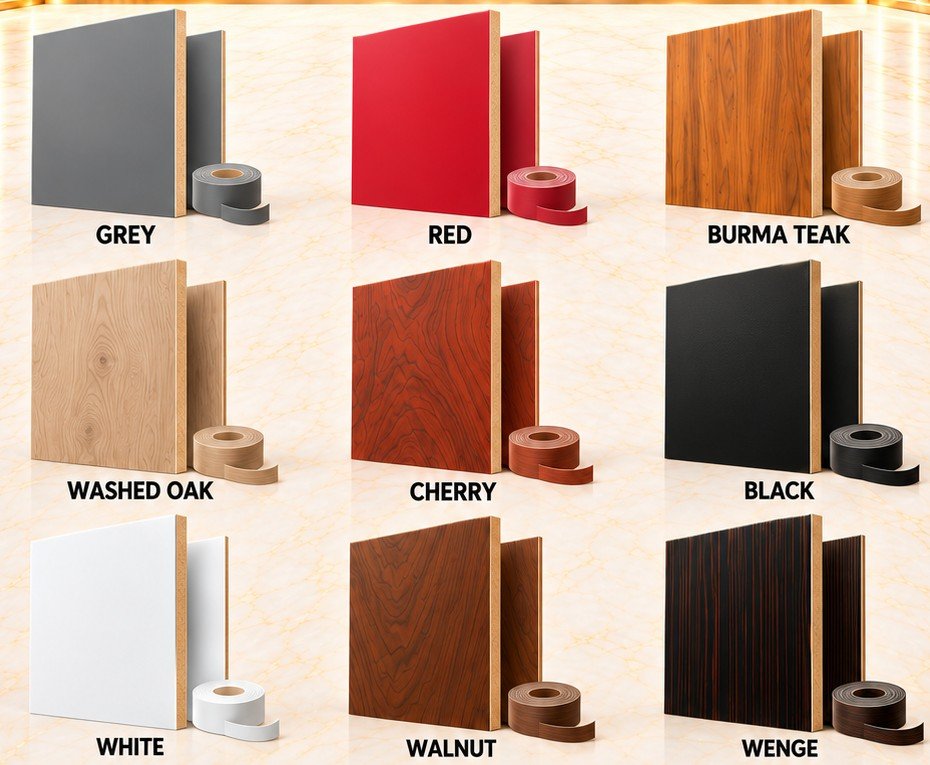 Woodgrain and solid colour MDF